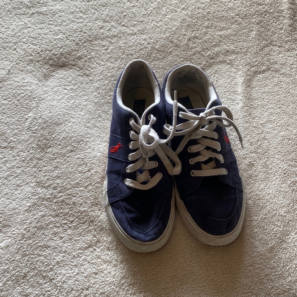 Polo shoes, blue with red+white